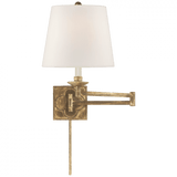 Visual Comfort & Co. Signature Collection Griffith Swing Arm, 1-Light, Gilded Iron, Linen Shade, 16"H (SK 2109GI-L D30HG) 