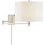 Visual Comfort & Co. Signature Collection Hudson Swing Arm, 1-Light, Polished Nickel, Linen Shade, 12"W (TOB 2204PN-L D07LX) 
