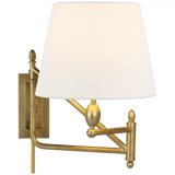 Visual Comfort & Co. Signature Collection Paulo Small Bracket Light, 1-Light, Hand-Rubbed Antique Brass, Linen Shade, 16"H (TOB 2203HAB-L D07LW) 