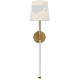 Visual Comfort & Co. Signature Collection Camille Large Tail Sconce, 1-Light, Hand-Rubbed Antique Brass, Linen Shade, 29"H (SK 2017HAB-L D30HF) 