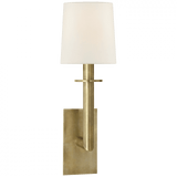 Visual Comfort & Co. Signature Collection Dalston Sconce, 1-Light, Hand-Rubbed Antique Brass, Linen Shade, 23.75"H (SP 2017HAB-L D30HH) 