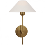 Visual Comfort & Co. Signature Collection Hackney Single Sconce, 1-Light, Hand-Rubbed Antique Brass, Linen Shade, 14"H (SP 2022HAB-L D30HK) 