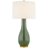 Visual Comfort & Co. Signature Collection Orson Balustrade Form Table Lamp, 1-Light, Shellish Kiwi, Linen Shade, 32.5"H (CHA 8655SHK-L D07M0) 