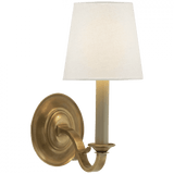 Visual Comfort & Co. Signature Collection Channing Single Sconce, 1-Light, Hand-Rubbed Antique Brass, Linen Shade, 14"H (TOB 2120HAB-L D30HR) 