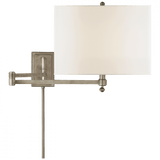 Visual Comfort & Co. Signature Collection Hudson Swing Arm, 1-Light, Antique Nickel, Linen Shade, 12"W (TOB 2204AN-L D30HY) 