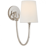 Visual Comfort & Co. Signature Collection Reed Single Sconce, 1-Light, Polished Nickel, Linen Shade, 13"H (TOB 2125PN-L D30HV) 