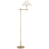 Visual Comfort & Co. Signature Collection Hackney Bridge Arm Floor Lamp, 1-Light, Hand-Rubbed Antique Brass, Linen Shade, 52"H (SP 1023HAB-L D30JM) 