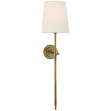 Visual Comfort & Co. Signature Collection Bryant Large Tail Sconce, 1-Light, Hand-Rubbed Antique Brass, Linen Shade, 26.75"H (TOB 2024HAB-L D30JQ) 