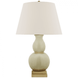 Visual Comfort & Co. Signature Collection Gourd Gourd Form Small Table Lamp, 1-Light, Tea Stain Crackle, Linen Shade, 26"H (CHA 8613TS-L D30JU) 