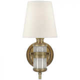 Visual Comfort & Co. Signature Collection Jonathan Sconce, 1-Light, Natural Quartz Stone, Linen Shade, 13.5"H (TOB 2730Q-L D30K5) 