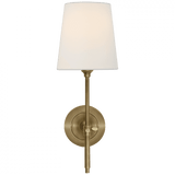 Visual Comfort & Co. Signature Collection Bryant Sconce, 1-Light, Hand-Rubbed Antique Brass, Linen Shade, 14.25"H (TOB 2002HAB-L D31FZ) 