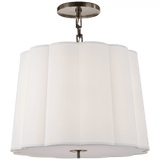 Visual Comfort & Co. Signature Collection Simple Simple Scallop Large Hanging Shade, 5-Light, Bronze, Linen Shade, 25"W (BBL 5015BZ-L D31G4) 