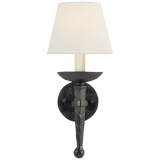 Visual Comfort & Co. Signature Collection Iron Iron Torch Sconce, 1-Light, Blackened Rust, Linen Shade, 18"H (CHD 1404BR-L D31GL) 