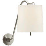 Visual Comfort & Co. Signature Collection Understudy Sconce, 1-Light, Soft Silver, Linen Shade, 18"H (BBL 2010SS-L D31HV) 