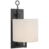 Visual Comfort & Co. Signature Collection Aspen Iron Wall Lamp, 1-Light, Blackened Rust, Linen Shade, 15.5"H (S 2030BR-L D31J0) 