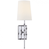 Visual Comfort & Co. Signature Collection Grenol Single Modern Bamboo Sconce, 1-Light, Polished Nickel, Linen Shade, 17.75"H (S 2177PN-L D31J4) 