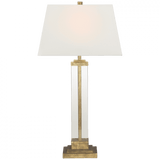Visual Comfort & Co. Signature Collection Wright Table Lamp, 1-Light, Gilded Iron, Rectangle Linen Shade, 33"H (S 3701GI-L D31JE) 