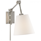 Visual Comfort & Co. Signature Collection Graves Graves Pivoting Sconce, 1-Light, Polished Nickel, Linen Shade, 16.5"H (SK 2115PN-L D31JJ) 