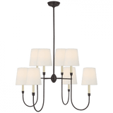 Visual Comfort & Co. Signature Collection Vendome Large Chandelier, 8-Light, Bronze, Linen Shade, 43"H (TOB 5008BZ-L D32GD) 