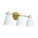 Capital Bradley Vanity Light, Aged Brass and White, 24"W 