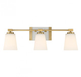 Savoy House Darby Bathroom Vanity Light, 3-Light, Warm Brass, Glass Shade, 25.25"W (8-6901-3-322 ALTNN) 