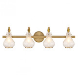 Savoy House Adams Bathroom Vanity Light, 4-Light, Warm Brass, Glass Shade, 32"W (8-4417-4-322 ALTNA) 