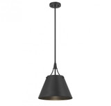Savoy House Willis Pendant, 1-Light, Matte Black, Metal Shade, 15.5"H (7-4499-1-89 ALUN7) 