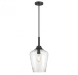 Savoy House Carlton Pendant, 1-Light, Matte Black, Glass Shade, 20"H (7-3390-1-89 ALUN1) 