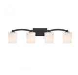 Savoy House Whitney Bathroom Vanity Light, 4-Light, Matte Black, Glass Shade, 33"W (8-7710-4-BK ALVLA) 