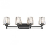 Savoy House Garnet Bathroom Vanity Light, 4-Light, Matte Black, Crystal Shade, 32"W (8-6001-4-BK ALUPY) 
