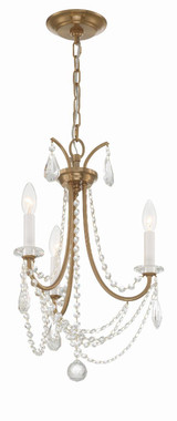 Crystorama Karrington Mini Chandelier - Aged Brass, Hand Cut Crystal 21"H 