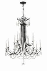 Crystorama Karrington Chandelier - Matte Black, Hand Cut Crystal 40"H 