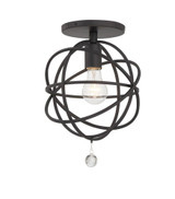 Crystorama Solaris Semi Flush Mount - Black, Clear Glass Drops 13"H 