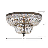 Crystorama Ceiling Mount 6 Light Flush Mount - English Bronze, Swarovski Spectra Crystal 12"H 