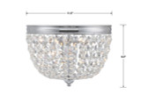Crystorama Nola 2 Light Flush Mount - Polished Chrome, Hand Cut Crystal 8.5"H 