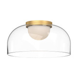 Kuzco Lighting Inc Cedar 12-in Brushed Gold/Clear LED Flush Mount 