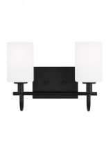 Visual Comfort & Co. Studio Collection Oak Moore Wall Sconce, 2-Light, LED, Midnight Black, Etched / White Inside Shade, 13.88"W (4457102EN3-112 70704YQ) 