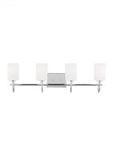 Visual Comfort & Co. Studio Collection Oak Moore Bathroom Vanity Light, 4-Light, Chrome, Etched / White Inside Shade, 33.88"W (4457104-05 70705V6) 