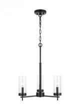 Visual Comfort & Co. Studio Collection Zire Chandelier, 3-Light, LED, Midnight Black, Clear Shade, 18"Dia (3190303EN-112 70707UD) 