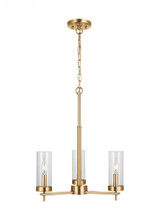 Visual Comfort & Co. Studio Collection Zire Chandelier, 3-Light, LED, Satin Brass, Clear Shade, 18"Dia (3190303EN-848 70707UF) 