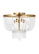 Visual Comfort & Co. Studio Collection Jackie Semi Flush Mount, 3-Light, Satin Brass, White Shade, 14"Dia (7780703-848 7070302) 