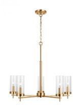 Visual Comfort & Co. Studio Collection Zire Chandelier, 5-Light, Satin Brass, Clear Shade, 26"Dia (3190305-848 70707UL) 