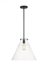 Visual Comfort & Co. Studio Collection Kate Cone Pendant, 1-Light, LED, Midnight Black, Clear Shade, 16"W (6592101EN7-112 7070306) 