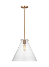 Visual Comfort & Co. Studio Collection Kate Cone Pendant, 1-Light, LED, Satin Brass, Clear Shade, 16"W (6592101EN7-848 7070307) 