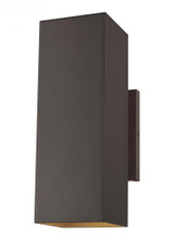 Visual Comfort & Co. Studio Collection Pohl Outdoor Wall Lantern, 2-Light, Bronze, Tempered Glass Shade, 14.25"H (8631702-10 70732MM) 