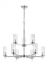 Visual Comfort & Co. Studio Collection Zire Chandelier, 9-Light, Chrome, Clear Shade, 32"Dia (3190309-05 70707UU) 