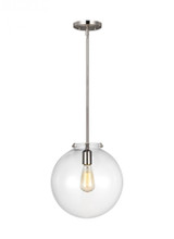 Visual Comfort & Co. Studio Collection Kate Sphere Pendant, 1-Light, LED, Brushed Nickel, Clear Shade, 12"W (6692101EN7-962 70703WG) 