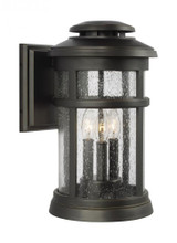 Visual Comfort & Co. Studio Collection Newport Lantern, 3-Light, Antique Bronze, Clear Seeded Shade, 16"H (OL14302ANBZ 706X57R) 