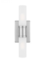 Visual Comfort & Co. Studio Collection Keaton Wall Sconce, 2-Light, Brushed Nickel, Satin Etched Shade, 16"H (4465002-962 70703WL) 