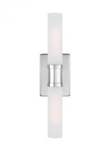 Visual Comfort & Co. Studio Collection Keaton Wall Sconce, 2-Light, Chrome, Satin Etched Shade, 20"H (4565002-05 70703WM) 
